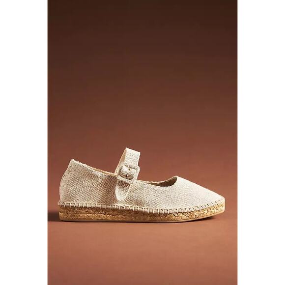 Naguisa Miru Lino Canvas Mary Jane Espadrilles Platform Flats Coastal Size 7 - Picture 1 of 9